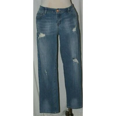 Junior's Jolt Distressed Straight Leg Mid-Rise Denim Jeans Size 9 - Image 1 of 3