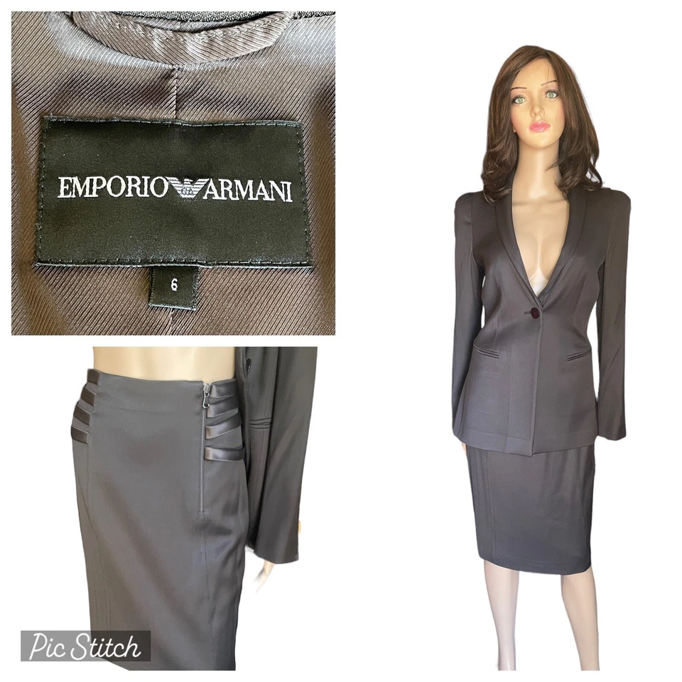 Emporio Armani Traje Marrón Chaqueta/Falda Talla 6/8 Foto 1 de 4
