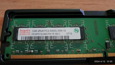 Memoria RAM 1x1Gb DDR2 Hynix DIMM non-ECC 667MHz 240Pin PC2-5300U-555-12 - Imagen 1 de 4