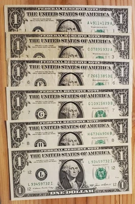 1985 PARTIAL SET Federal Reserve Note $1 Dollar Bills, 6 of 12 Districts - Image 1 of 4