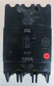 GE TEY3100 100 Amp 3 Pole Circuit Breaker Chipped - Picture 1 of 5