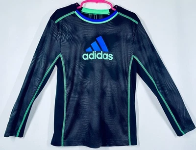 Adidas Boys Youth Size 7 Climalite Blue Long Sleeve T-Shirt Breathable - Image 1 of 4