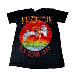 Led Zeppelin T- Shirt Black Adult Med Slim Rock Band US Tour 1975 vintage - Picture 1 of 11
