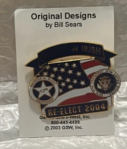 2003 George W. Bush Re-Elect Campaign 2004 Lapel Hat Pin NEW OLD STOCK! - Picture 1 of 2