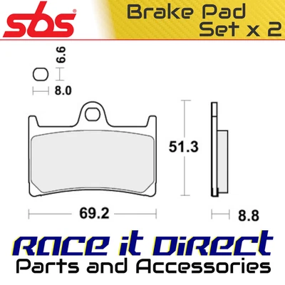 Pastillas de freno delanteras para Yamaha YZF R6 1999-2017 DS-2 Road Racing SBS Foto 1 de 4