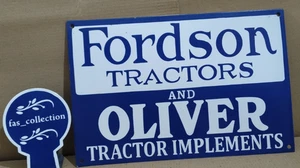 Fordson Tractors & Oliver Tractors Porcelain Enamel Sign 18 x 12 Inches 1 Sided - Picture 1 of 5
