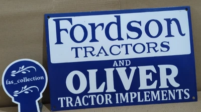 Fordson Tractors & Oliver Tractors Porcelain Enamel Sign  18 x 12 Inches 1 Sided - Image 1 of 4