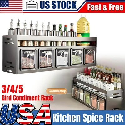 Estante organizador de especias de cocina estante de almacenamiento gabinete tarro soporte montaje en pared NUEVO Foto 1 de 4