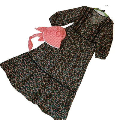 VICTORIAN prairie costume dress size M 8 Hello Dolly Music Man black calico hat - Image 1 of 4