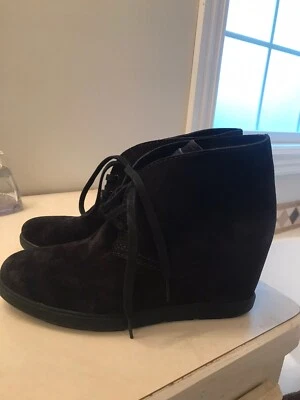 Prada Negro L9.5 R10 Gamuza Logo Cordones Cuña Zapatilla Zapato NUEVO $670 DESAJUSTE Foto 1 de 4