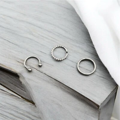 Set da 3 Piercing Bilanciere Circolare in Acciaio Chirurgico mm. 1,2 - Immagine 1 di 4