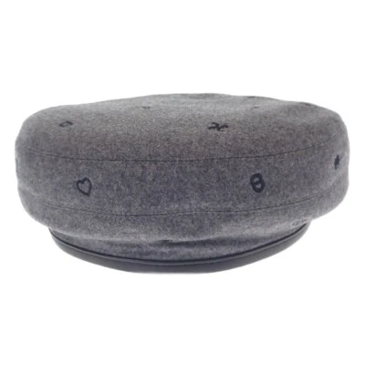 HERMES Saint Honore Charm Beret Cashmere Leather CHARBON Gray Size 58 ISY - Image 1 of 4