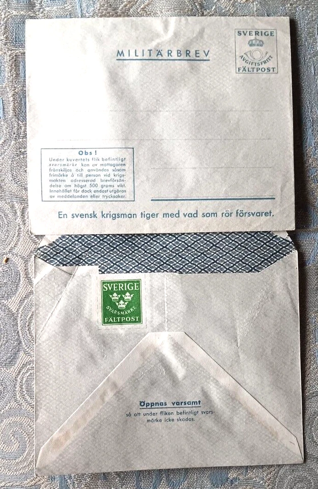 MILITARBREV SWEDEN MINT UNUSED MILITARY ENVELOPE UNADDRESSED - Image 1 of 1