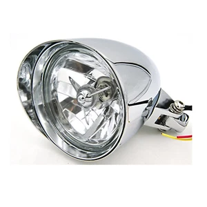 5 3/4" H4 Billet Headlight Chrome HARLEY Chopper Bobber Springer Softail Dyna XL - Foto 1 di 5