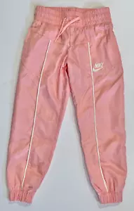 Nike Youth Girl Size Small Sportswear Satin Sateen Pink Pants Jogger Cargo Track - Picture 1 of 11