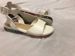 Stevies By Steve Madden Stylish Girls Sandal White/Multi color Glitter 13 Youth  - Picture 1 of 12