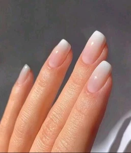 BabyBoomer Nails 24Pcs Medium Square White Gradient Tip Press On Nails - Picture 1 of 1