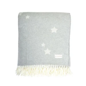 Sferra Gray Star Print Decorative Throw Blanket size 52"X 72" - Picture 1 of 4