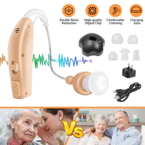 Digital Hearing Aid BTE Ear Aids High-Power Severe Loss Rechargeable Invisible - Picture 1 of 15