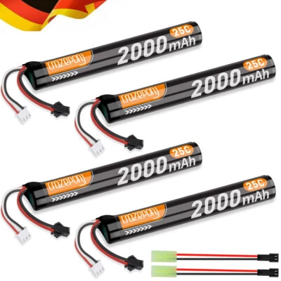 4 Stücke AIRSOFT AKKU COMBAT 2S 7,4V 2000mAh 25C Deanstecker rund Softair AEG - Bild 1 von 4