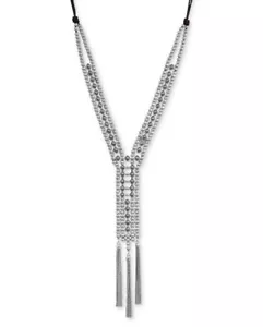 $85 Lucky Brand Faux Pearl Leather Ladder Necklace #24 - Picture 1 of 8