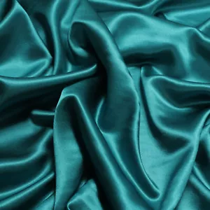 Stoff Seide Elastan Satin petrol weich fließend Stretch elastisch edel - Bild 1 von 3