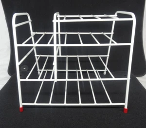 Vintage 60er Kunststoffbeschichtet Drahtregal Aufbewahrung Kuchenständer Gemüse Retro Weiß - Bild 1 von 9