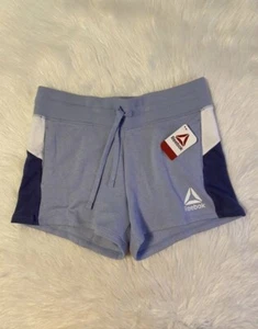 Reebok Shorts Women’s Size Large Blue White Colorblock Relaxed Short - Picture 1 of 7