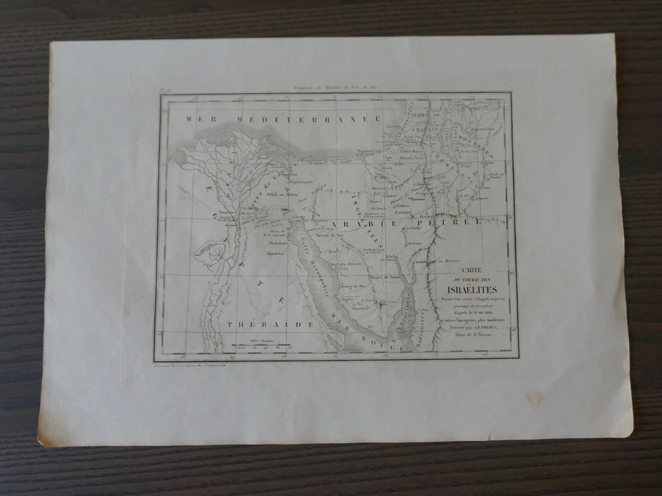 GRAVURE ORIGINALE XIXEME- CARTE DU VOYAGE DES ISRAELITES DEPUIS L'EGYPTE-1848 - Photo 1/1