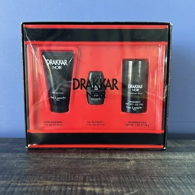 Juego de regalo de viaje para hombre Drakkar Noir de 3 piezas de Guy Laroche Balm eau desodorante para inodoro Foto 1 de 4