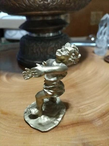 Two's Company gold resin playful boy Figurine - Picture 1 of 7