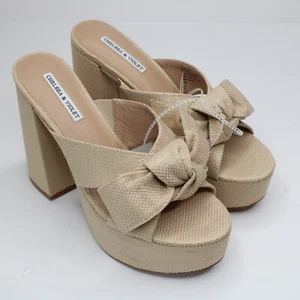 Sandali Chelsea & Violet Doris Rafia Knot Platform donna taglia US 9,5 nuovi $98 - Foto 1 di 10
