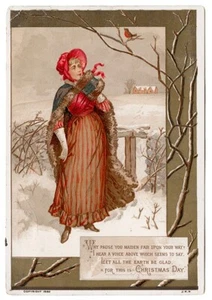 Schöne viktorianische Weihnachtskarte aus 1880 einseitig - Bild 1 von 2