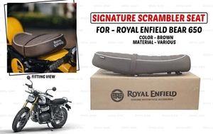 Brown Signature Scrambler Seat "For Royal Enfield Bear 650" - Picture 1 of 9