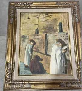 Pintura al óleo original sobre lienzo oración judía Israel Jerusalén por A. Jacoby - Imagen 1 de 4