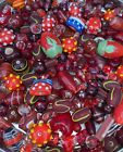 Joblot Glass Lampwork Mix Of Over 500g Red Tone Assorted Beads 