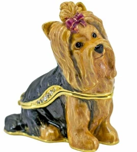 KUBLA CRAFTS | CAJA CON JOYAS YORKSHIRE TERRIER NUEVA FIGURA DE PERRO YORKIE EE. UU. - Imagen 1 de 8