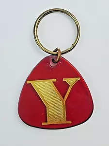 Portachiavi vintage lettera Y plastica rossa lettera oro nome alfabeto anni 80 - Foto 1 di 4