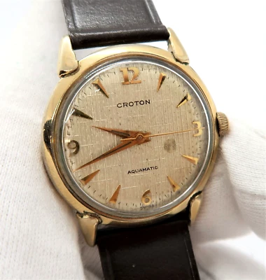 RELOJ HOMBRE CROTON, esfera clásica de 1950, 17j "Aquamatic" automático GF & S,S 976 Foto 1 de 4