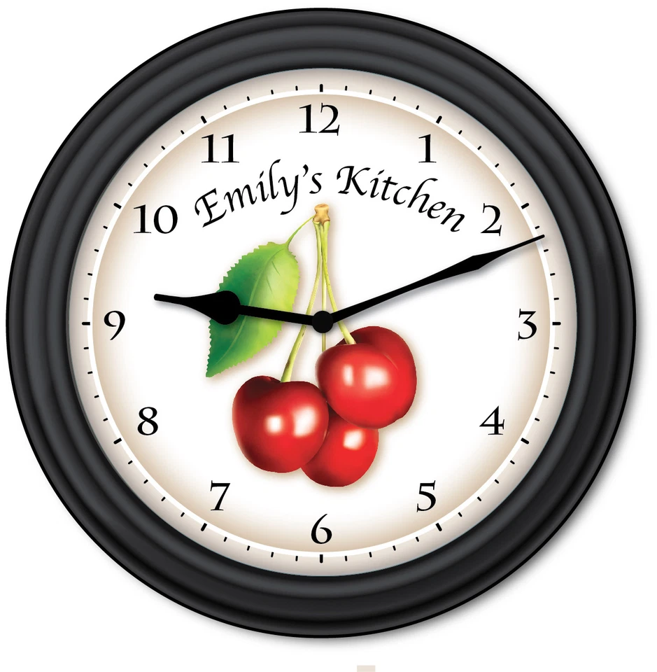 Cherry Kitchen PERSONALIZED Wall Clock -  Country Home Baking Decor - GREAT GIFT - Image 1 of 1