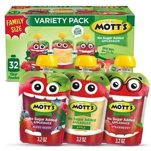 Mott's Apple Sauce No Sugar Added Variety Pack, 3.2 oz., 32 pk. - Picture 1 of 5