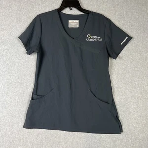 Skechers Women Scrub Top Medium Gray Short Sleeve V Neck Pullover Barco Shirt EU - Picture 1 of 8