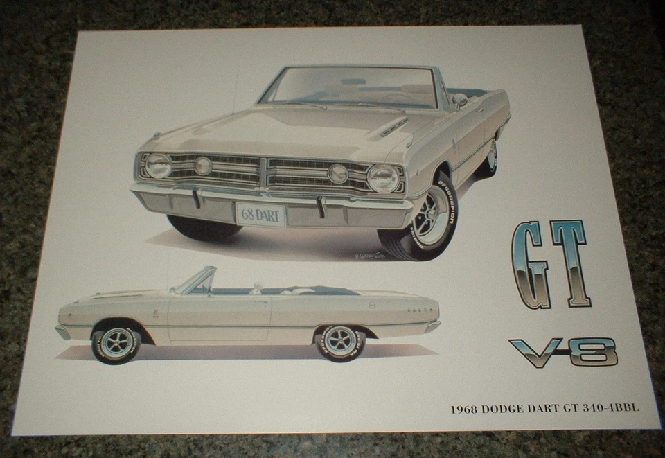 1968 DODGE DART GT 340 CONVERTIBLE MOPAR ART 68 69 383 426 440 PICTURE★★ - Image 1 of 1