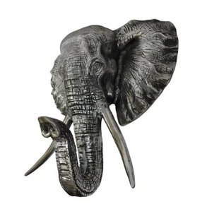 Large Wall Mount Elephant Head Metal Head Statue Sculpture 16 inches - Picture 1 of 8