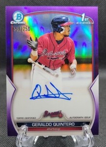 Geraldo Quintero 2023 Bowman Chrome 1st Bowman Purple Auto #'d/250 Braves