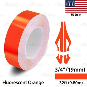 3/4" Vinyl Pinstriping Pin Stripe Styling Tape Sticker 19mm FLUORESCENT ORANGE - Picture 1 of 12