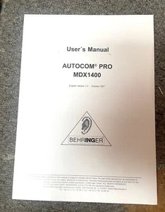 Behringer Autocom Pro MDX 1400 User's Manual - Picture 1 of 1