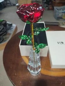 H&D HYALINE & DORA Red Rose Crystal Flower Glass Roses/vase Gifts for Wome... - Picture 1 of 9
