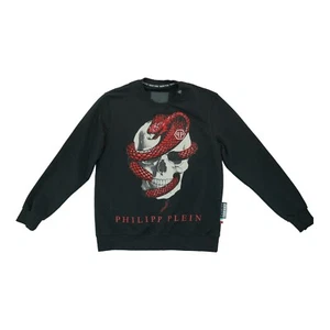 Philipp Plein Men's Black Skull w/Snake Rhinestones Sweatshirt Rare Size Large - Picture 1 of 7