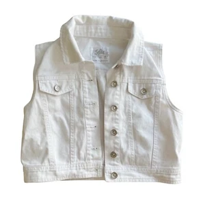 Justice Girls White Denim Jeans Jacket Front Buttons Pockets Size 14/16 - Picture 1 of 4